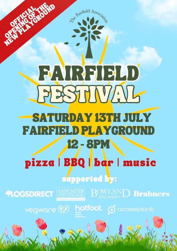 Playground opening and Fairfield Festival Information.